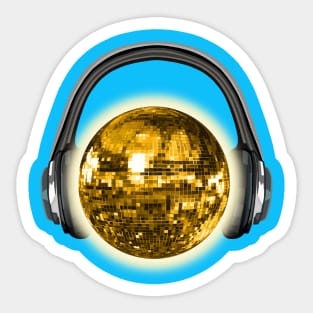 Gold Sunny Disco Ball Sun with Headphones Sticker